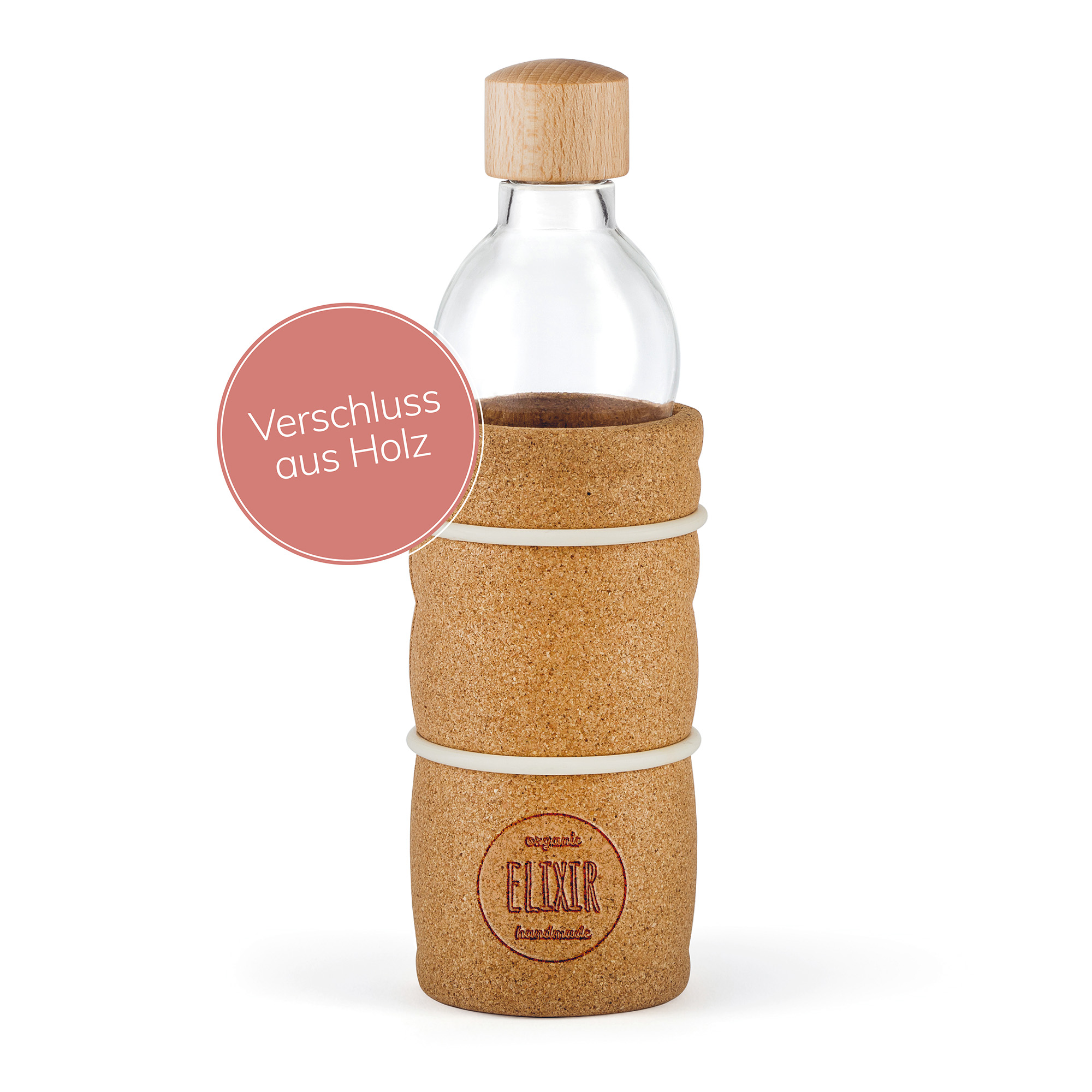 Elixir Mehrweg-Trinkflasche Verschluss aus Holz